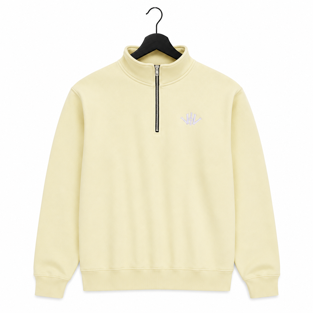 Oversized Ivory Yellow Quarter Zip